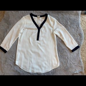 J. Crew White Loose Blouse 3/4 Sleeves Shirt XXS